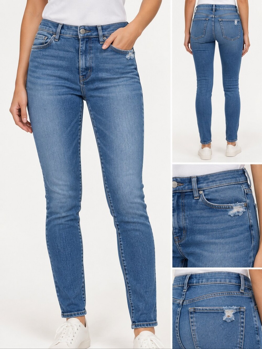 AGOLDE Sophie Skinny Jeans Size 31 Blue Distressed Stretch Denim
